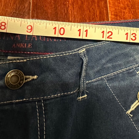 Sabrina Lauren Women's Denim Ankle Leggings Metal Buttons Pockets EUC Size S - Picture 9 of 12